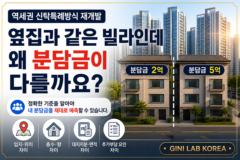 역세권 신탁특례방식 재개발, 옆집과 같은 빌라인데 왜 재개발 분담금이 다를까요?