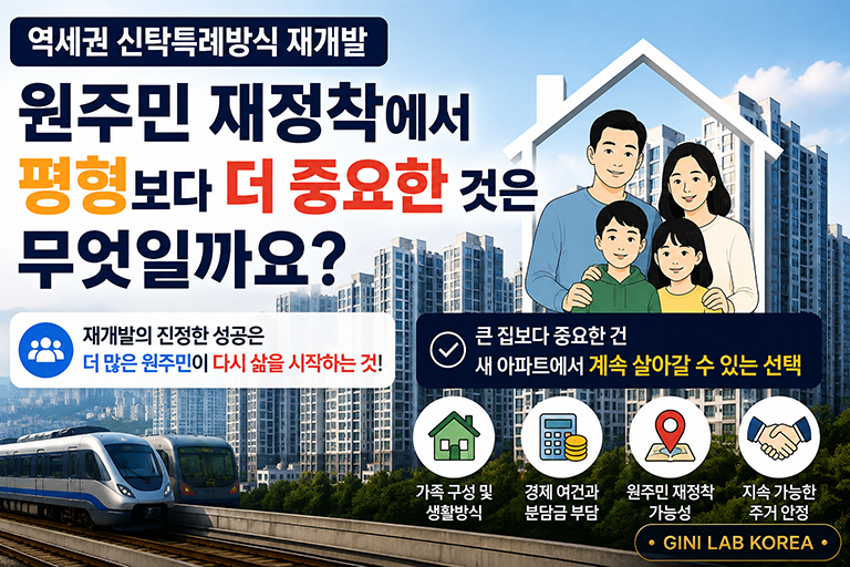 역세권 신탁특례방식 재개발, 원주민 재정착에서 평형보다 더 중요한 것은 무엇일까요? 라는 질문을 던짐